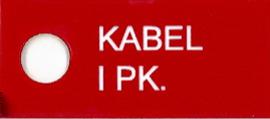 Markera separerad (fast skilje) kabel med en blå skylt med vit text: FAST SKILJE.