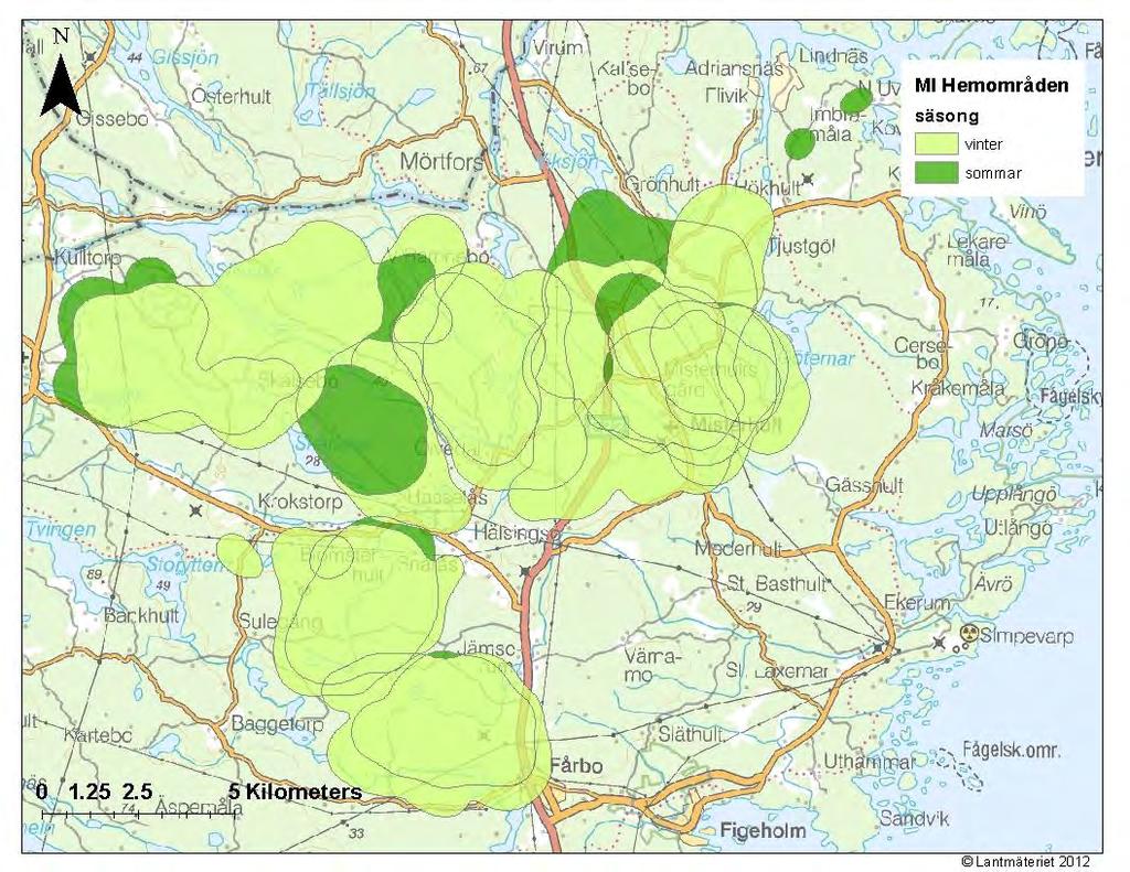 Vinter- och sommar områden En viktig del av forskningen är att ta fram grundläggande data om älgarnas hemområden och vad de utnyttjar i hemområdena.