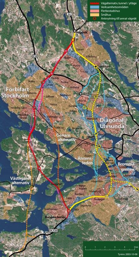 Konsekvenserna av en eventuell förbifart med trafikplats på Lovön finns med i arbetet med de tre scenarier som tagits fram för utvecklingen fram till år 2030.