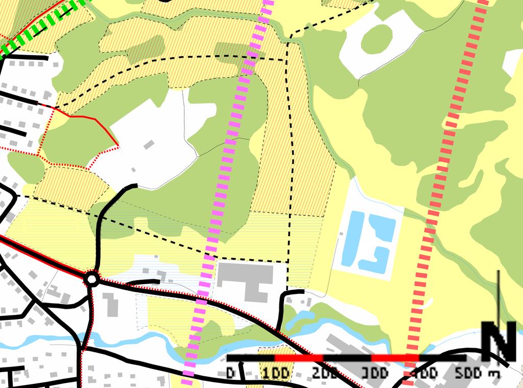 Applerumsån område där påverkan på samhället av en järnväg och ett stationsläge bedöms bli som störst.