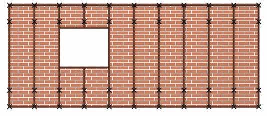 väggändar (observera att maximalt inbördes avstånd mellan kramlingsrader måste kontrolleras och att murverket ska räknas som en skiva) enligt SS-EN 199