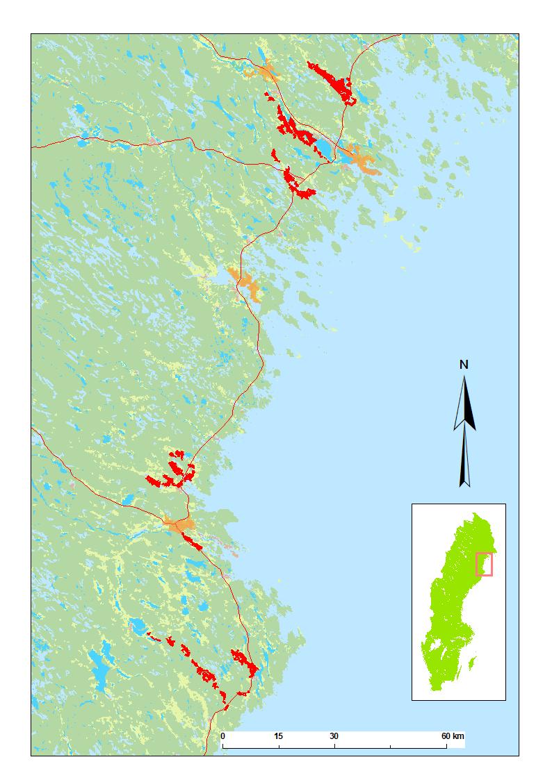 Figur 2. Arealerna som ingick i räkningarna 2016 och 2017. Ytorna finns även som.