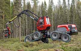 Komatsu 931XC har en unik lösning jämfört med andra skördare med åtta hjul.