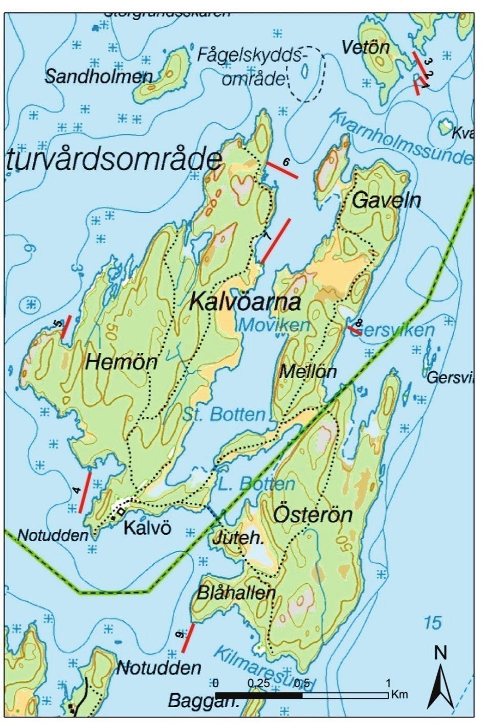 Det syns ingen tydlig trend gällande skillnader i djuputbredning mellan de olika inventeringarna vid Kalvöarna.