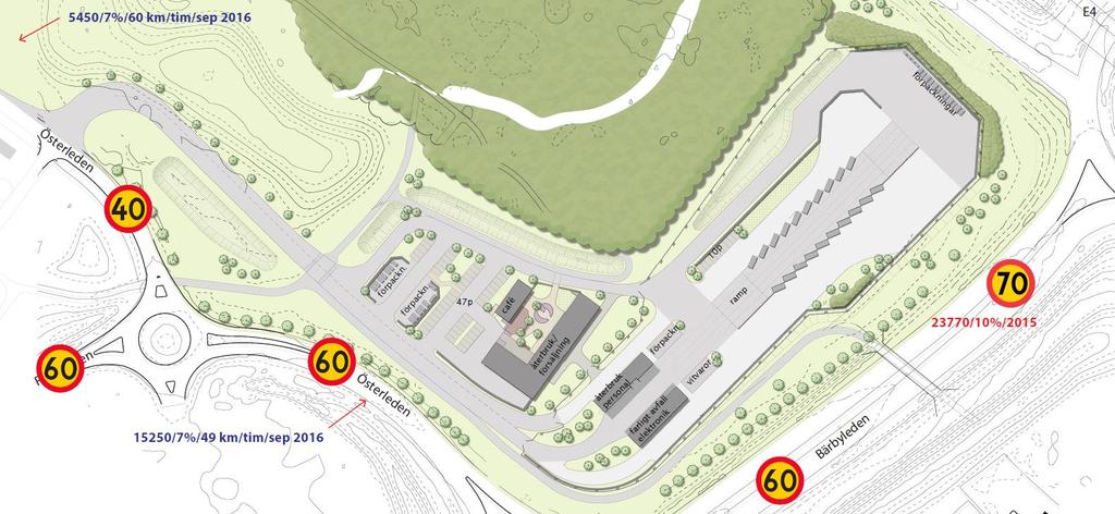 4 TRAFIKALSTRING Dagens hastigheter och trafikmängder på de gator som angränsar till ÅVCn framgår av karta 4-1.