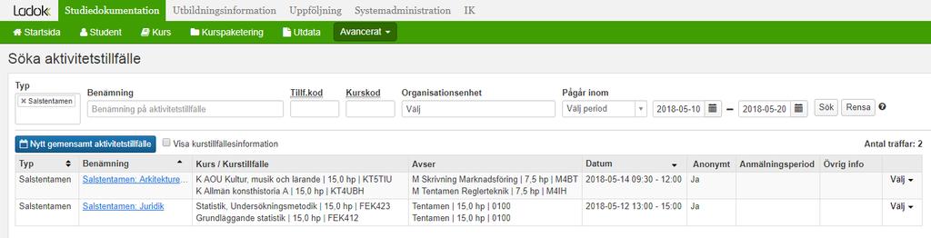 Rapportera på gemensamt aktivitetstillfälle (forts.) 1.