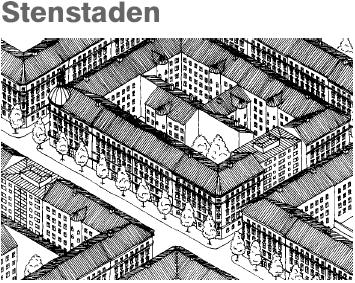 NILS flygbildstolkningsmanual 72 12. Sluten kvartersbebyggelse med talrika gårdshus.