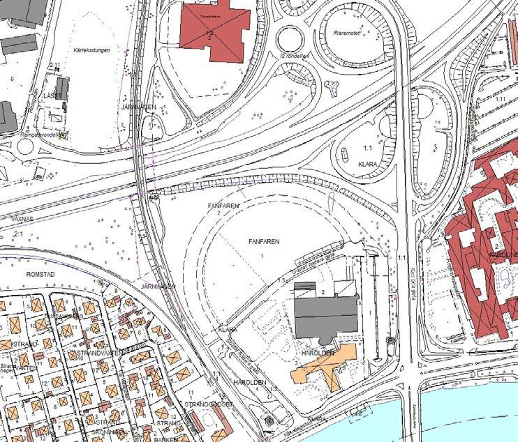 5 Planbeskrivning Detaljplan för kv Fanfaren mm Planområdets läge i Karlstad Tidigare ställningstagande Riksintressen Planområdet ligger i anslutning till riksintresse E 18 och Värmlandsbanan.