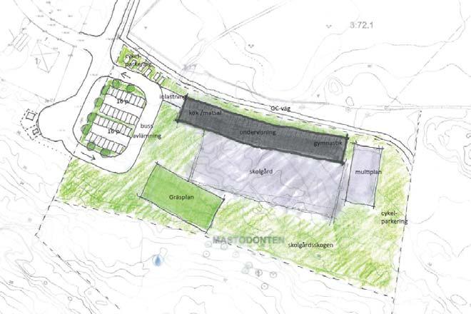 SKOLOMRÅDE Skolan avses vara till för barn i Västervik stads norra stadsdelar. Planen ska möjliggöra för en skola med en klass av vardera i årskursena f-6, ca 200 barn.