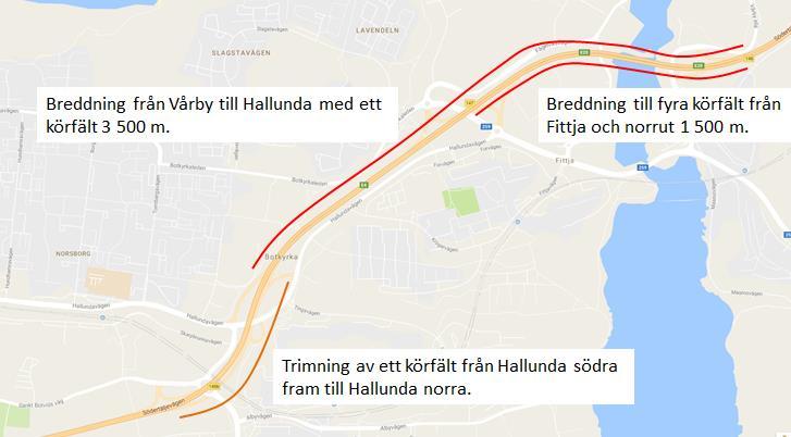 E4/E18 Hallunda-Vårby, Kapacitetsförstärkning infartsleder till följd av Förbifarten, VST1b 1.