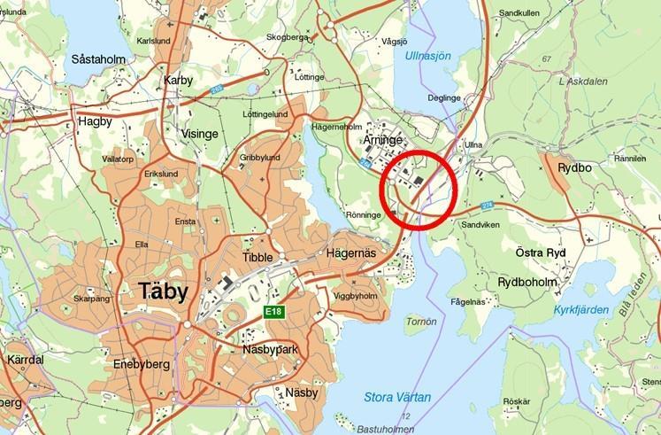 E18 Statlig följdinvestering, Arninge hållplats, VST59 Infoga diagram, figur eller bild här 1. Beskrivning av åtgärden Nuläge och brister: Täby centrum-arninge är kommande regional stadskärnorna.