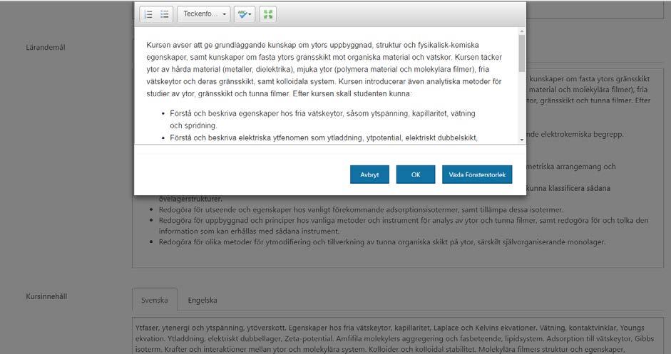 10(18) För att göra en ändring i ett fält, klicka i respektive fält så öppnar sig ett redigeringsfönster.