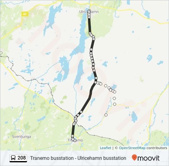 Riktning: Ulricehamn Busstation 44 stopp VISA LINJE SCHEMA Tranemo Busstation Järnvägsleden, Tranemo Tranemo Tranängsskolan Tranemo Sporthall Industrigatan 208 buss Tidsschema Ulricehamn Busstation