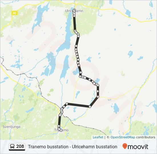 Riktning: Tranemo Busstation 44 stopp VISA LINJE SCHEMA Ulricehamn Busstation Sparbanken Stadshuset Majgårdsgatan Stadsparken Parkgatan Fredriksberg Marbäcks Skola Marbäck Affär Bäckagården