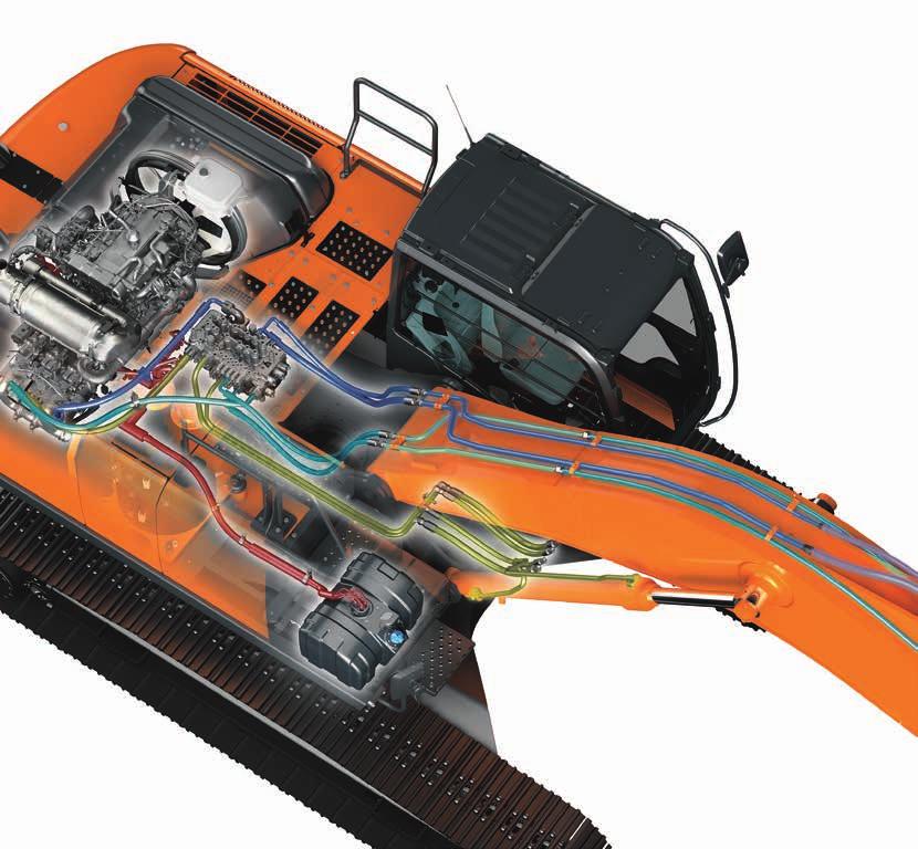 Hydrauloljan levereras individuellt till respektive hydraulcylindrar