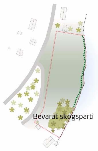Bakom villafastigheterna, väster om Enköpingsvägen, finns bostadsområden från år 2004 med 3-8 våningar höga hus.
