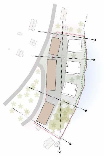 Den branta terrängen och befintlig växtlighet gör att vattenutsikten idag till stora delar är skymd för befintlig bebyggelse väster om Enköpingsvägen.