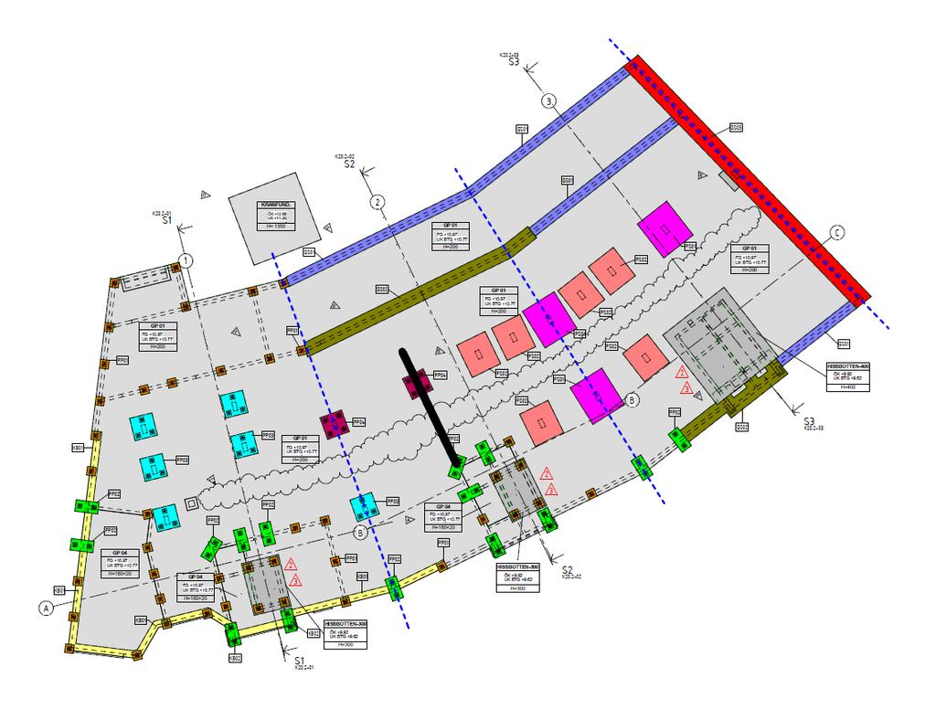 Bilaga A. Belastande area I denna studie har ritningar från ett flerbostadshus tillhandahållits av WSP och författarna har fått tillåtelse att visa dessa ritningar i denna studie.
