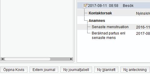 10 5 Journaltabell Det finns tre olika typer av journaltabellmallar som styr hur kolumner skapas: 1. Vårdkontakt i varje kolumnhuvud står datum för vårdkontakt 2.