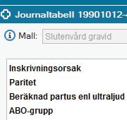 3 Skrivskyddade sökord i journaltabell Varje journaltabell kan konfigureras med ett antal skrivskyddade