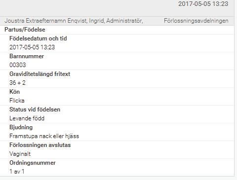 33 9 När barnet är fött När Partus blivit registrerat och barnet fått ett svenskt personnummer eller reservpersonnummer, skapas en ny ikon i patientlisten hos både mor och barn.