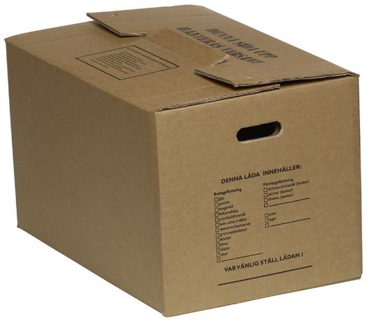 Senaste nytt på www.papyrus.com/se Flyttlådor Kraftig brun tvåwell med handtagshål på sidorna, dubbel botten och dubbla gavlar.