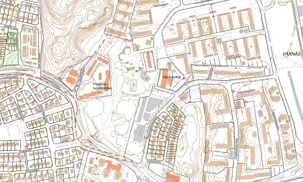Översikt med planområdet markerat Avvägningar enlig Miljöbalken Inom den fysiska planeringen finns hänsyn och avvägningar som behöver göras rörande annan lagstiftning i allmänhet och miljöbalken i