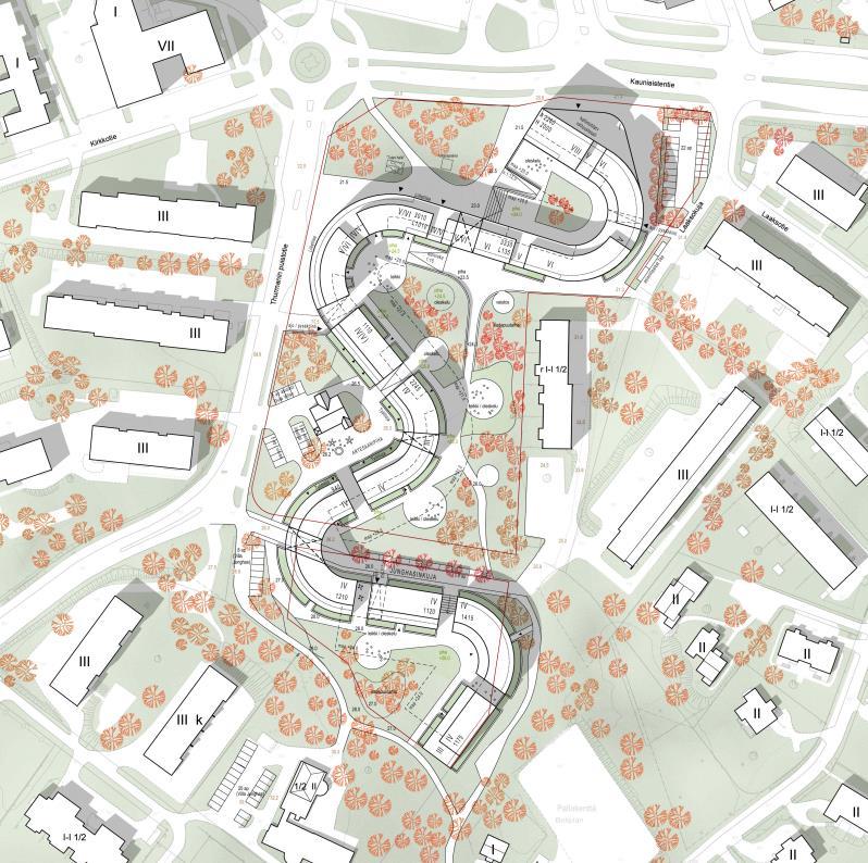Stadshusområdet, Ak 221 12.12.2017 13(25) 3.2 Dimensionering Bild 10. Referensplan, Anttinen Oiva Arkkitehdit Oy.