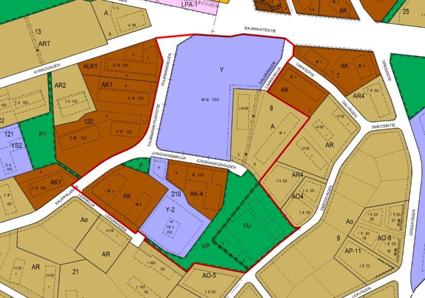 Villa Junghans tomt (tomt 2) har anvisats som kvartersområde för allmänna byggnader (Y-2) med en skyddad byggnad och 2 500 m 2 vy byggrätt i två våningar.