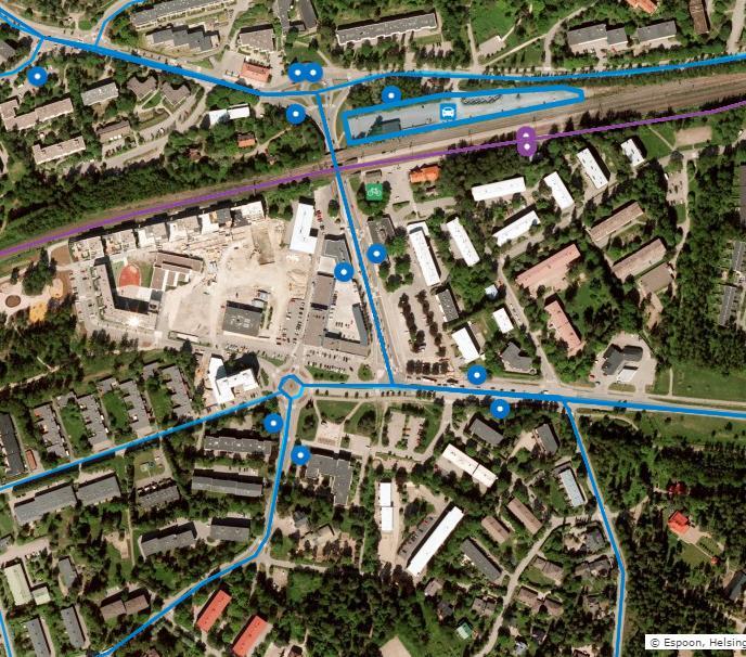 Stadshusområdet, Ak 221 12.12.2017 8(25) 1.3.3 Skyddade objekt Bild 7. Kollektivtrafikförbindelser, HSL linjekarta 2017.
