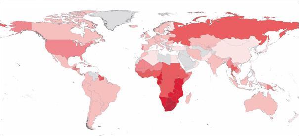 HIV: epidemiologi 30-35 miljoner i världen lever med HIV 7000