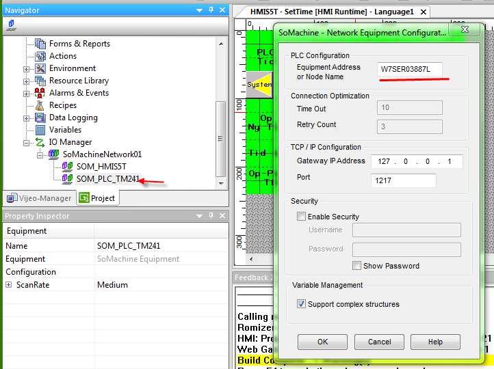 Ändra Equipment Address till den ovan kopierade från Codesys Contrtoller.