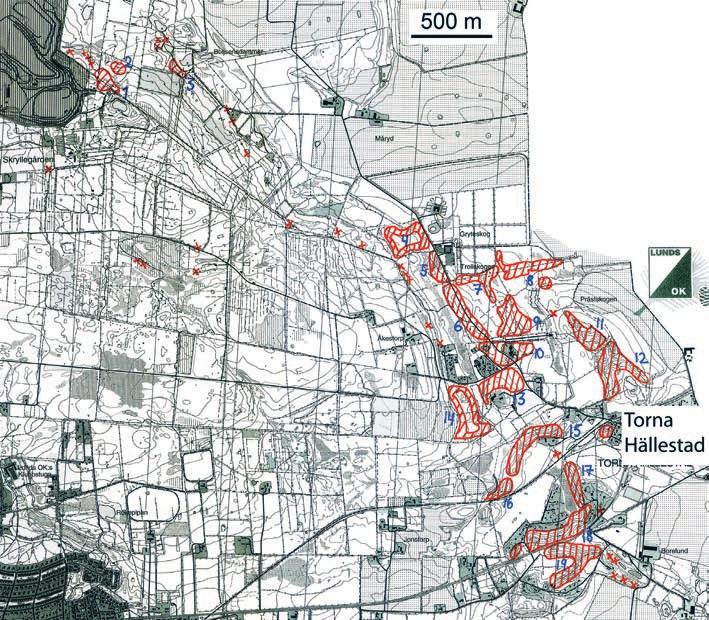 SEGERBÄCK Figur 2. Huvuddelen av de skånska vresbokarna finns i området strax väster om Torna Hällestad, cirka 15 km öster om Lund i den sydvästra delen av landskapet.
