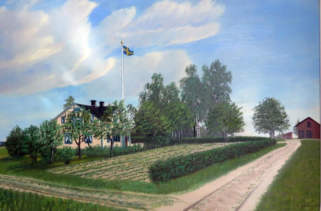Gåramålning från 1917 av Olof Olsson, tillhör familjen Eriksson. Ribbyholm, i södra delen av samhället på gränsen mot Fors, är en avstyckning från frälsehemmanet Ribby 2 år 1880.