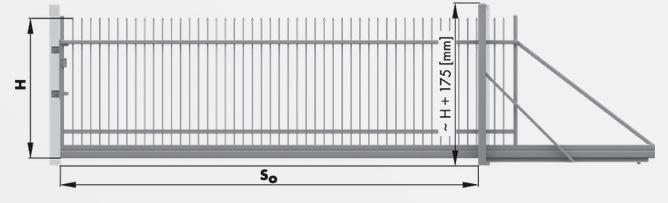 utgörs ifyllnaden av stålprofiler eller stänger Bärskena 95x85 mm är fastmonterad på portbladet.