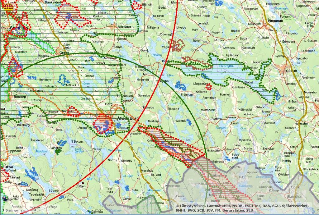 Riksintressen. Karta hämtad på http://extwebbgis.lansstyrelsen.