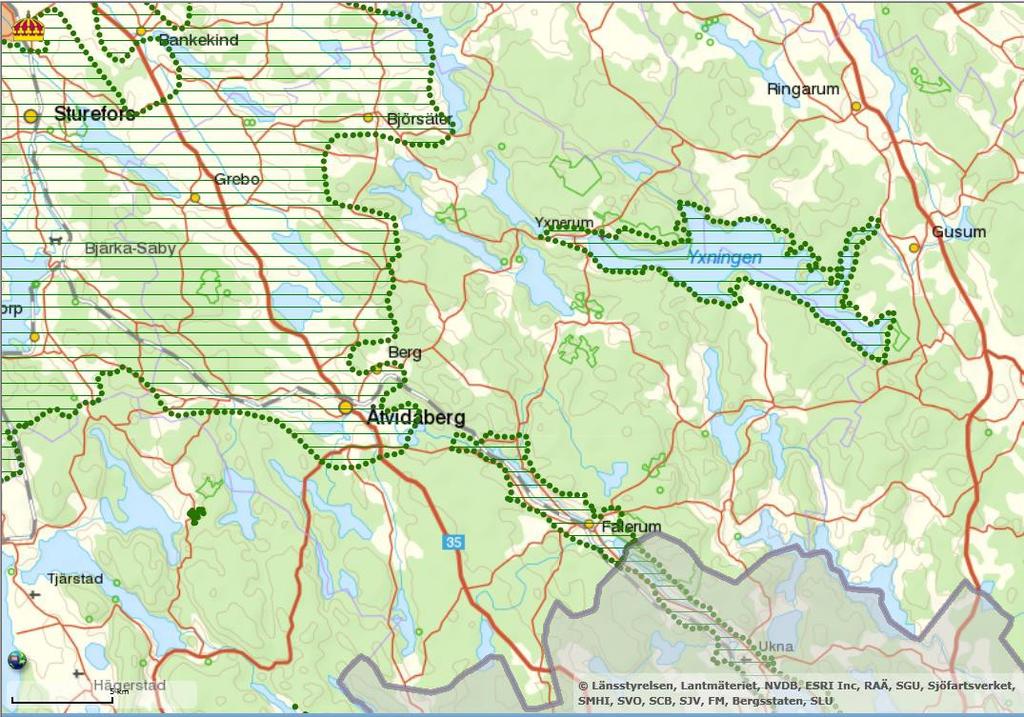 PLANOMRÅDETS FÖRUTSÄTTNINGAR NATUR Riksintresse för naturvård Riksintresse naturvård. Karta hämtad på http://extwebbgis.lansstyrelsen.