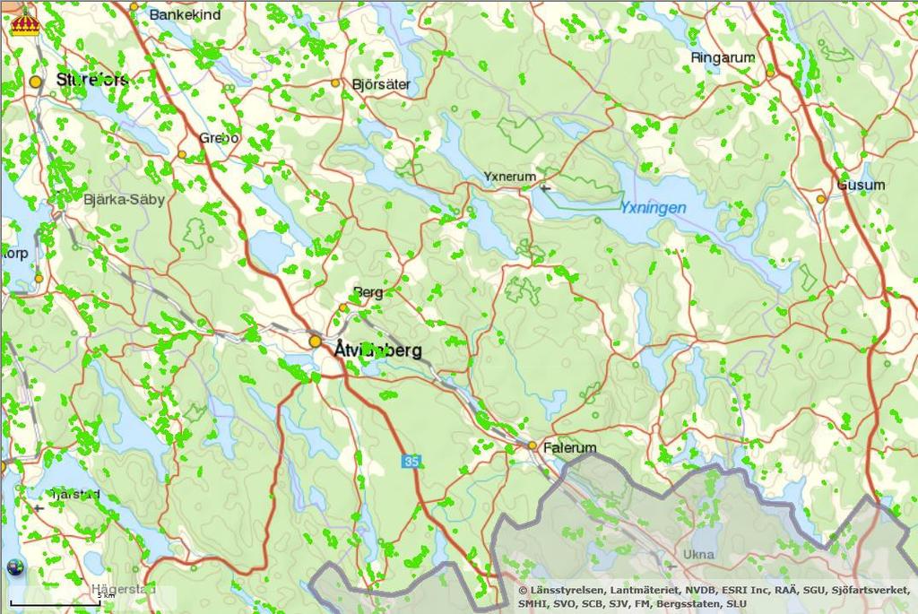 Ängs- och betesmarksinventeringen Ängs- och betesmark. Karta hämtad på http://extwebbgis.lansstyrelsen.
