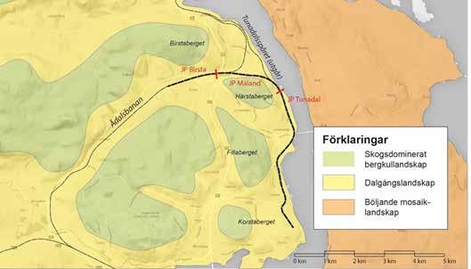 4.4 Landskapet och staden I detta avsnitt beskrivs det översiktliga landskapets karaktär och särdrag, förutsättningarna för järnvägsanläggningens påverkan på landskapet samt hur upplevelsen av
