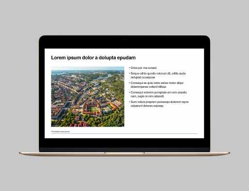 Powerpoint, bild med text Designexempel, med rubrik ovanför bild och text till