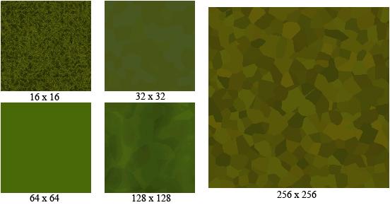Trots att de fyra första stegen med mindre texturer fick fram visuellt bra resultat, blir slutresultatet inte önskvärt varken mönster eller färg stämmer väl överens med måltexturen i det sista steget.