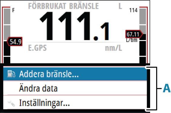 D Meny-/bakgrundsbelysningsknapp Tryck en gång för att visa sidans meny Tryck två gånger för att visa dialogrutan Inställningar Tryck på och håll in för att visa dialogrutan med displayinställningar.