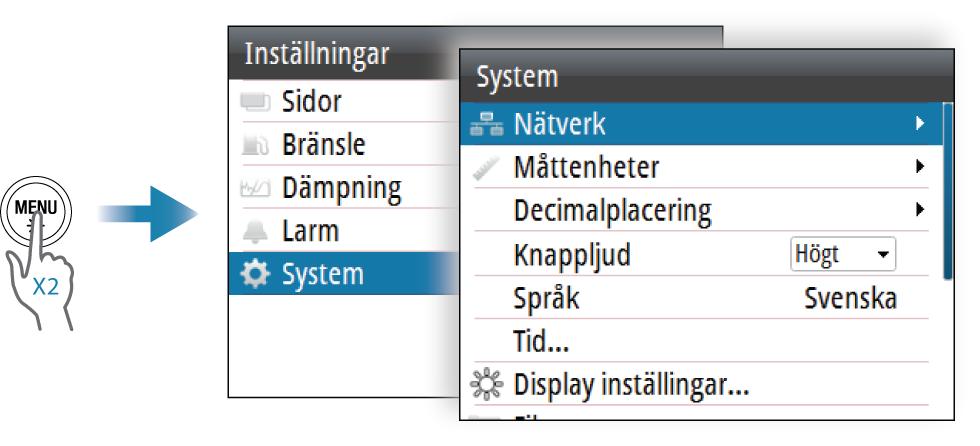 6 Programvaruinställning Sekvens för programvaruinställningar 1 Allmänna inställningar Gör allmänna inställningar enligt önskemål 2 Välj källa - se "Nätverksinställningar" på sida 30.