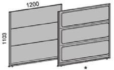 rezon golvskärm bredd 1200 mm Ram av naturanodiserad aluminium. Justerbar ställfot i höjd 24 mm. Rak koppling och kopplingsmärla ingår som standard, skruvas i ramen. Tygklädda paneler är nålbara.