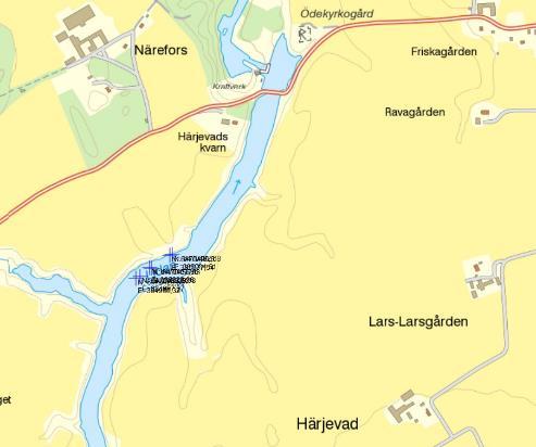 resultat. Tre nät placerades även ut längs den motsatta stranden in mot lokalens mittfåra, vilka fanns kvar och kunde vittjas. Figur 12. Nätens placering på lokalen i Lidan. Översiktsnät 1.