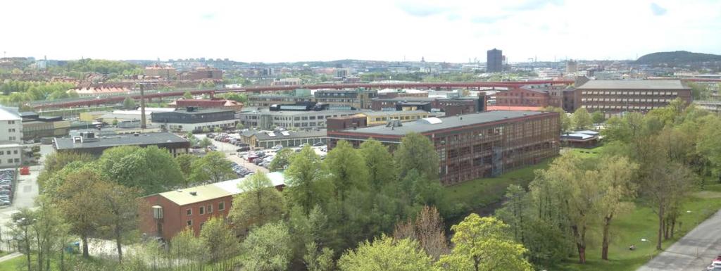 Bild 7: Utsikt från SKF:s f.d. huvudkontor i riktning mot Gamlestadens fabriker och centrala Göteborg. Den numera rivna Gasklockan framträder tydligt.