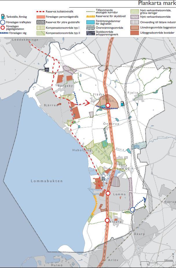 Stategisk planering av kompensation- Lomma Ställningstaganden i översiktsplan: Bortfall av naturresurser vid exploatering ska i möjligaste mån balanseras Samordning och samlokalisering av