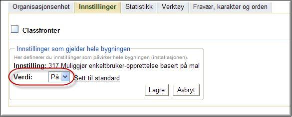 Därefter aktiverar man inställning 317: Inställningen B15 Kontaktlärare kan registrera vårdnadshavare Under Övriga inställningar finns