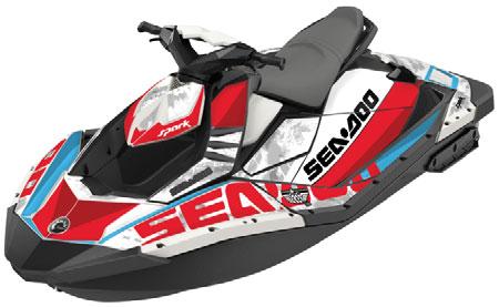 EXKLUSIVA DEKALSATSER Exklusiva Sea-Doo-dekalsatser är ett självklart val för entusiastiska Sea-Doo Spark-förare.