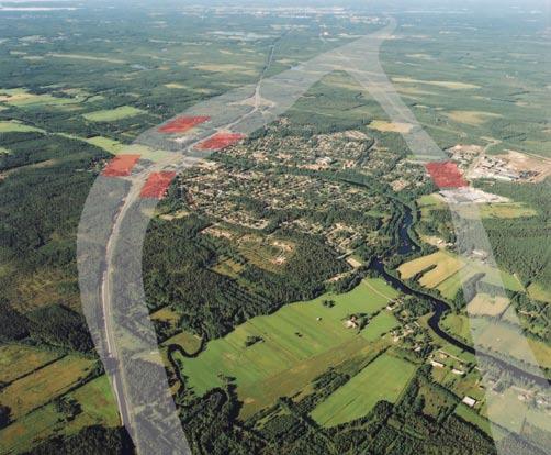 VÄST KAPITEL 7 STUDERADE ALTERNATIV FÖR NY JÄRNVÄG 7.8 Korridor Öst Korridor Öst följer kuststråket och E4. Här är det möjligt att nå många stationsorter, som,,,,, och Skellefteå flygplats.
